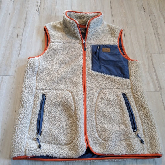 Eddie Bauer Cream and Blue Sherpa Vest - Picture 1 of 7